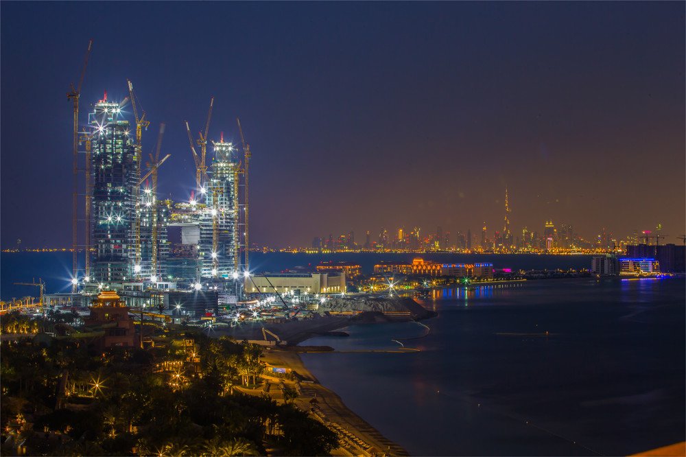 A new building is building day and night.