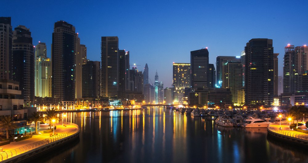 Dubai Marina at Blue Hour.