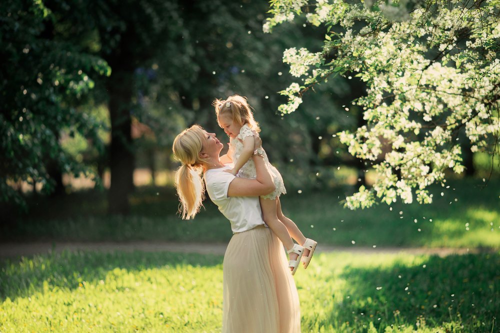 Apple tree petals rain