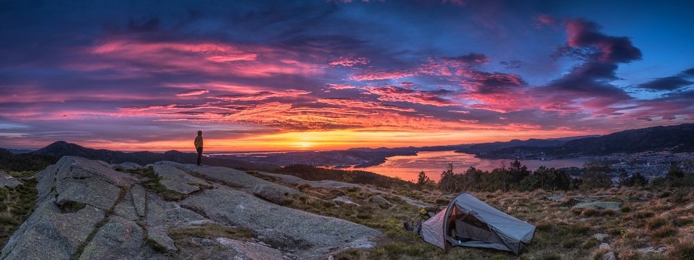 My wife with the sunset