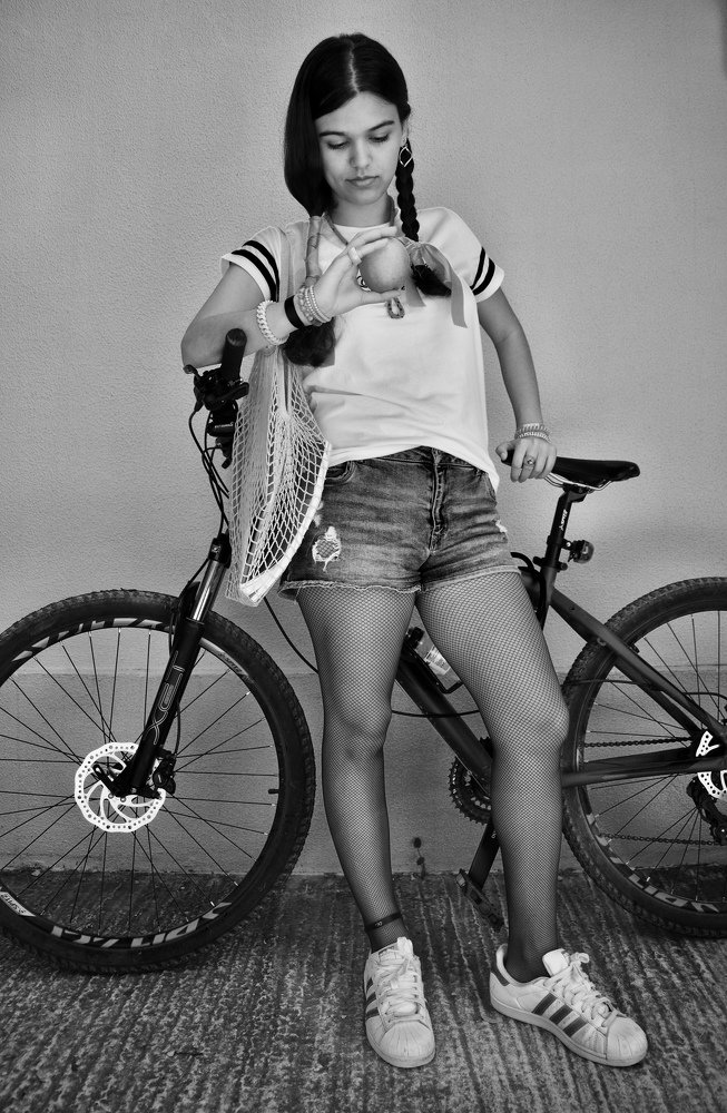 Young lady with a bike