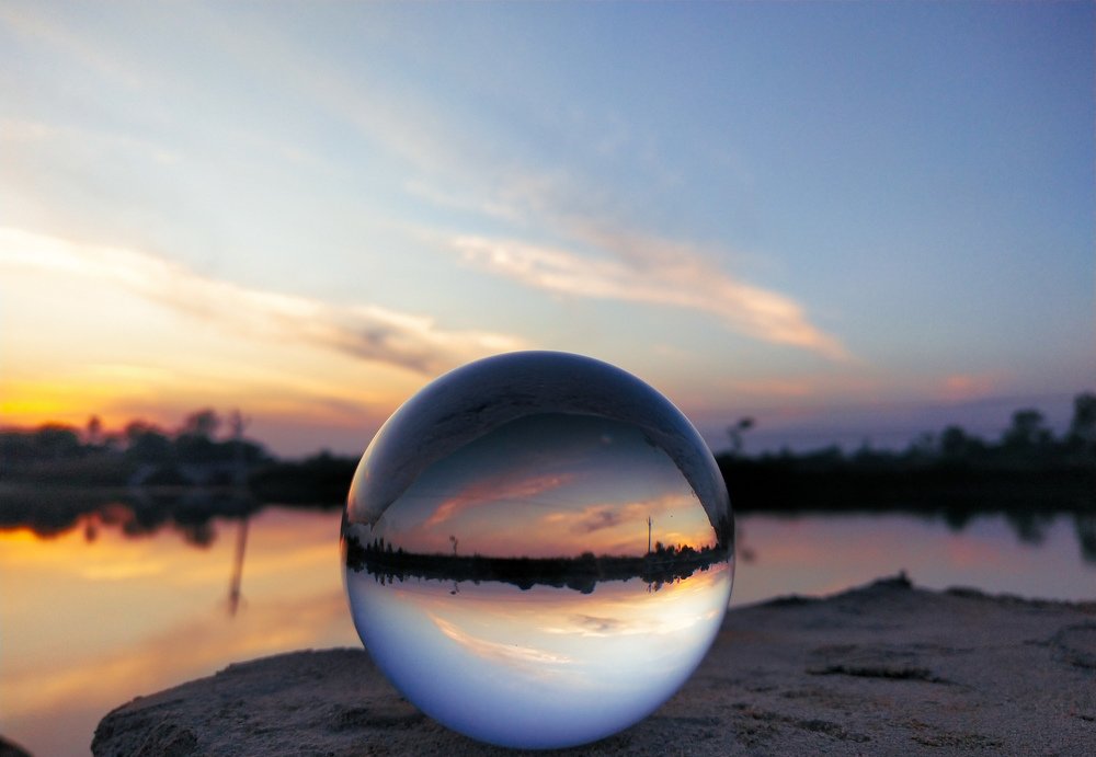 Lens ball and sunset