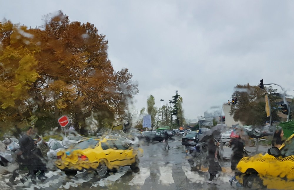 Rainy day in taxi