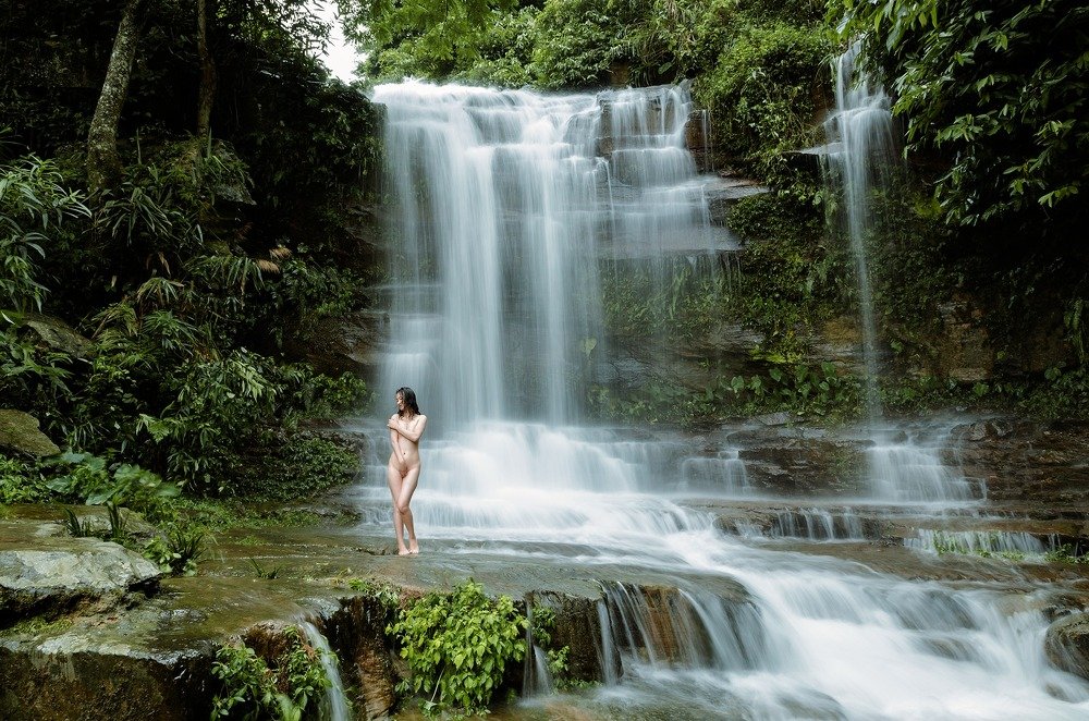 Love story of waterfall