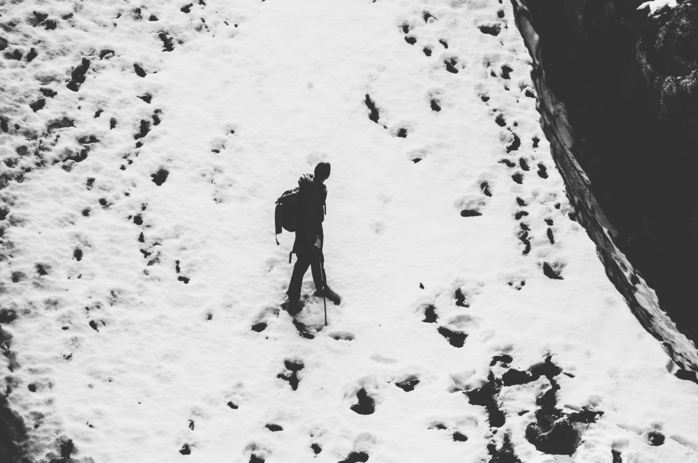 На летнем снегу.