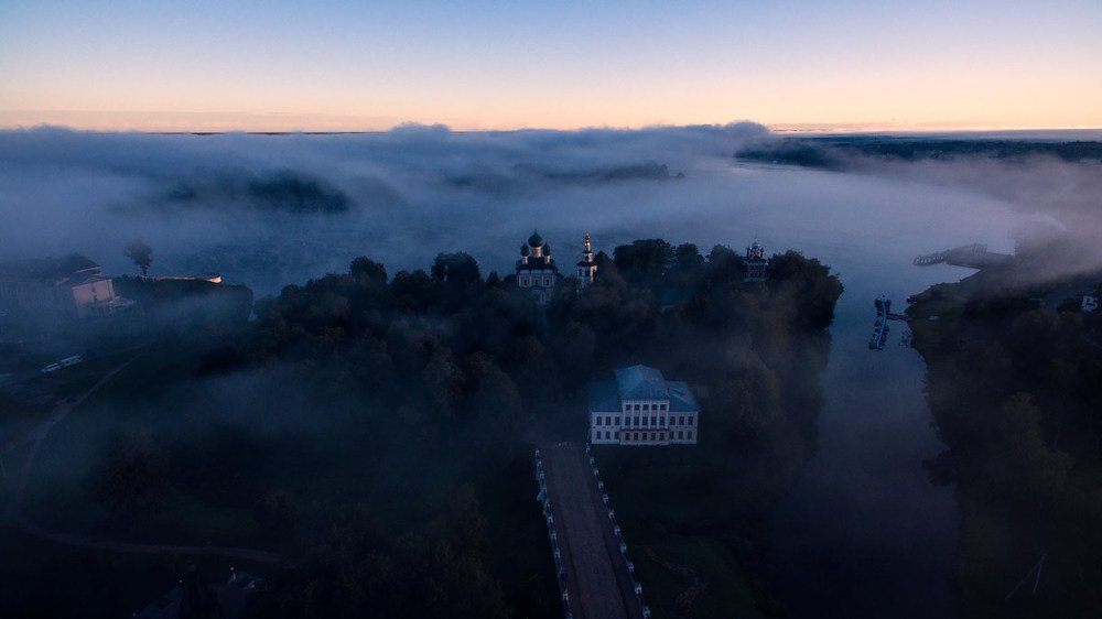 Morning fog in Uglich, Russia