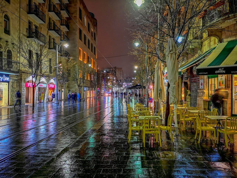 Иерусалим, ул. Яффо после дождя