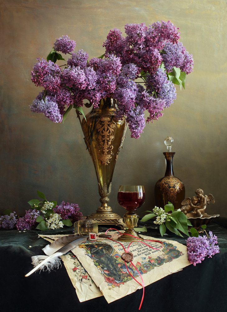 Натюрморт с цветами в итальянской вазе