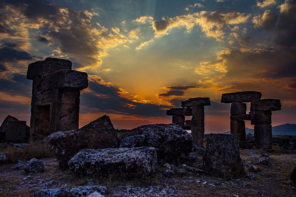 Sunset in ancient city