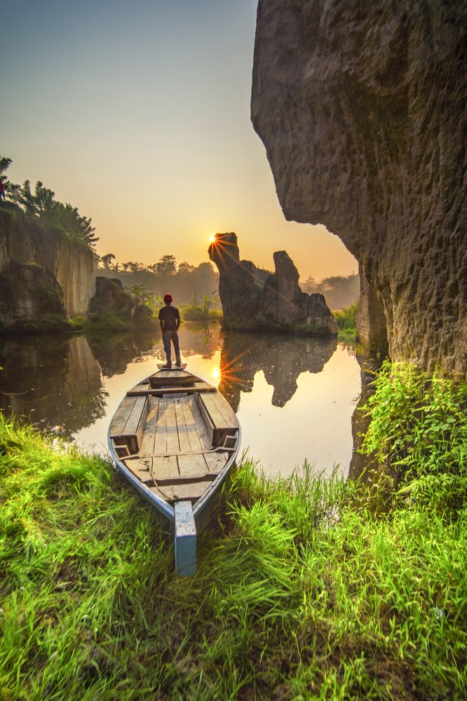 sunrise on a blue ship