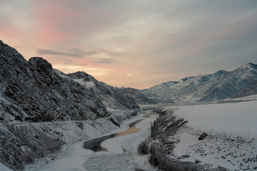 Январский закат на Катуни