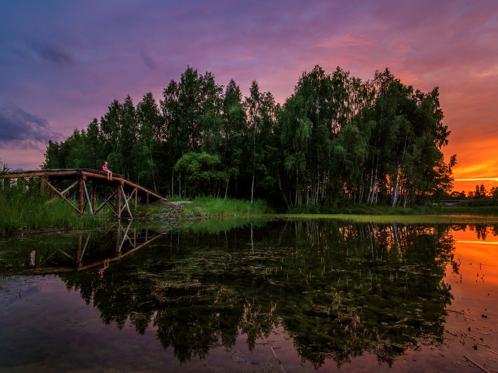 Закат на озере