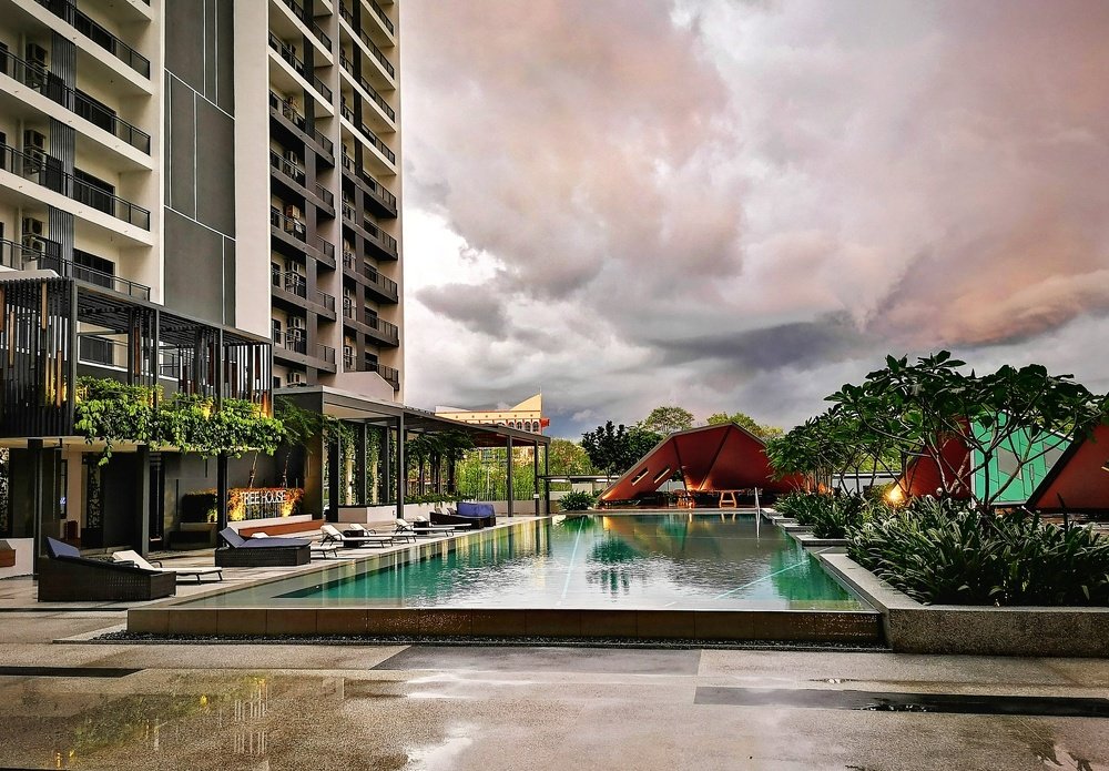 Condominium pool side