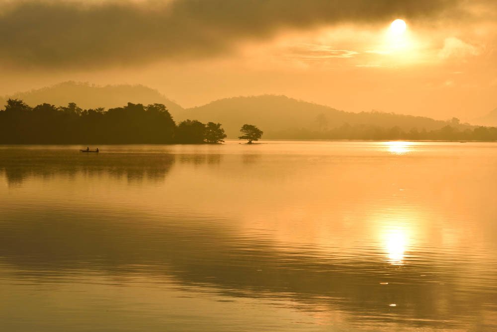 Fisherman in the lake