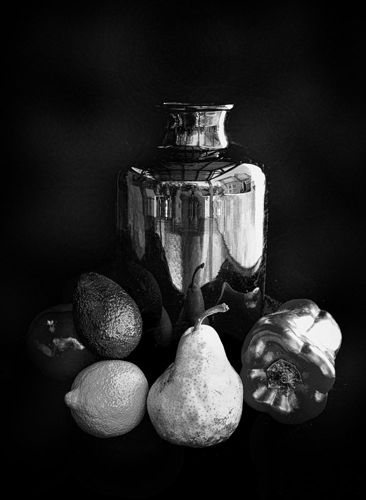 Bodegon de Frutas y Vidrios