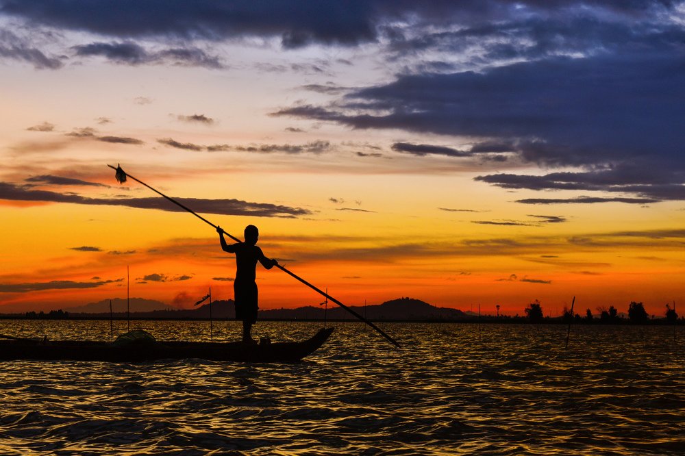 Sun Set with fisherman
