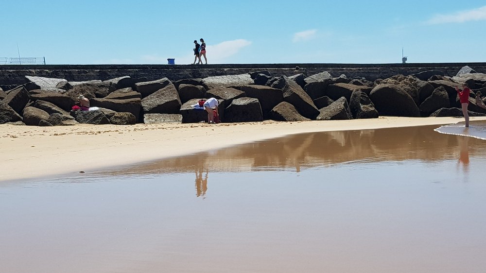 Reflections on the beach.