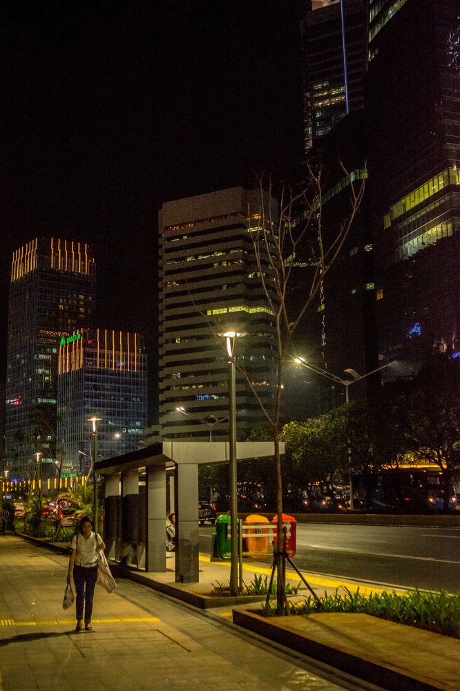 A woman goes to home