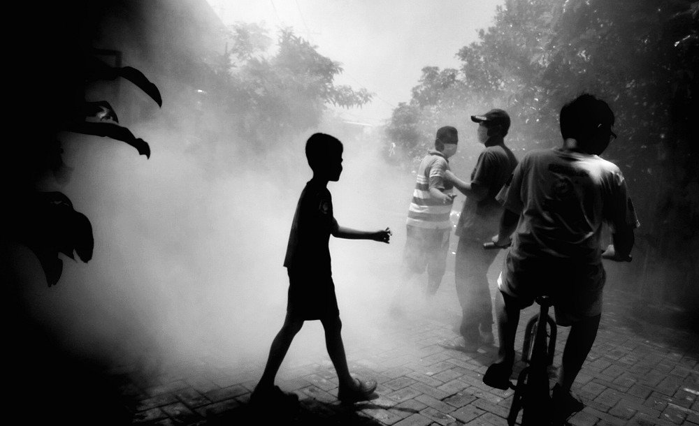 Silhouette beside the fogging