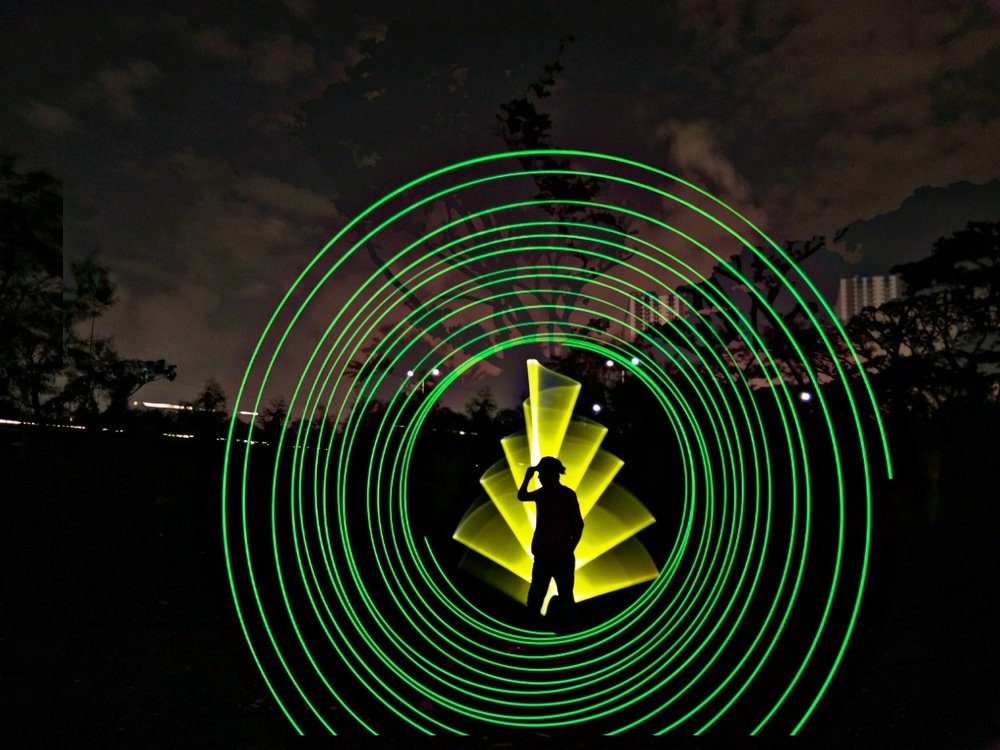 Night city in surabaya with play paint painting