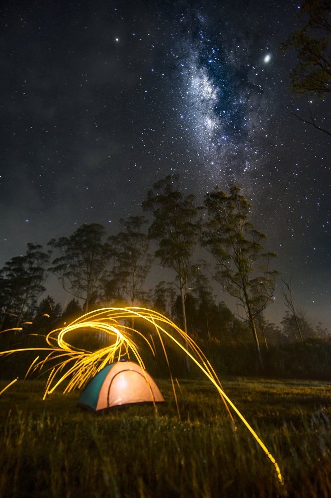 camping under the stars and milk way