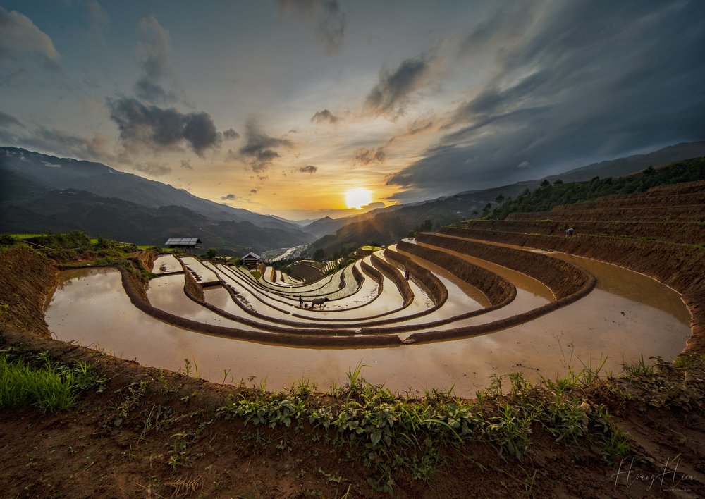 sunset in Mu Cang Chai