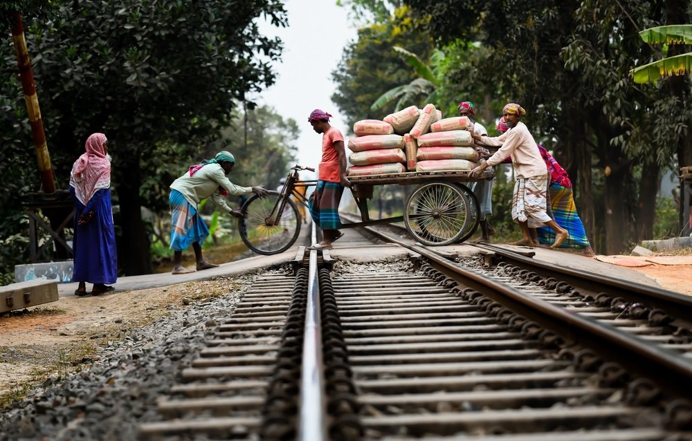Crossing the rail line