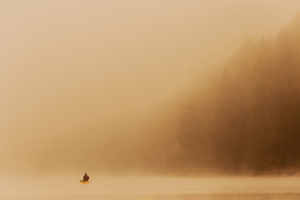 A man in a magnificent landscape