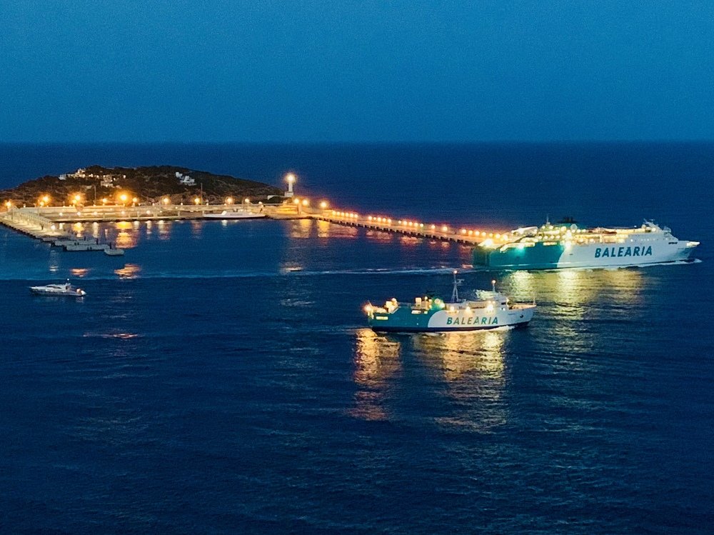 Dock in the city at night