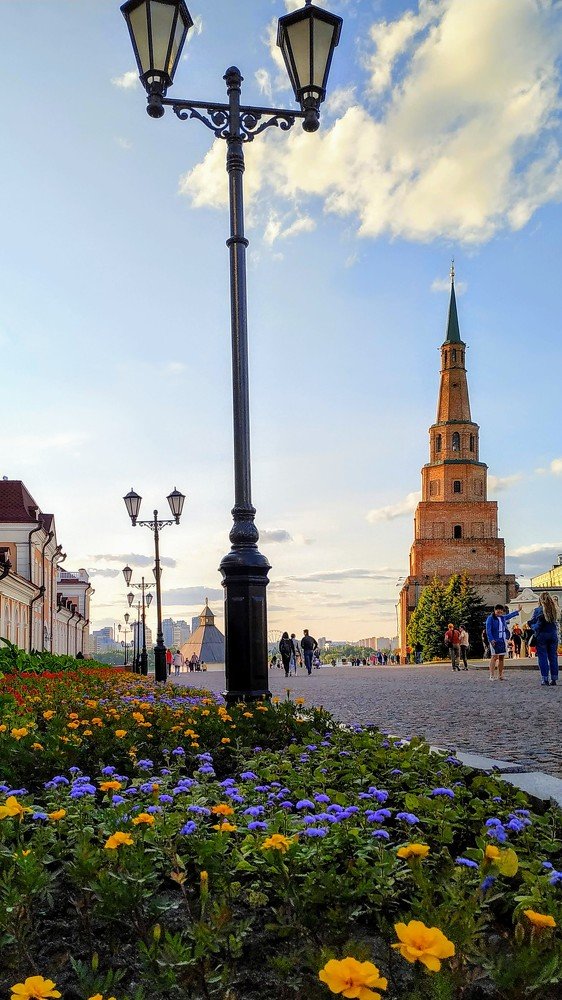 Кремль, фонарь, цветы...