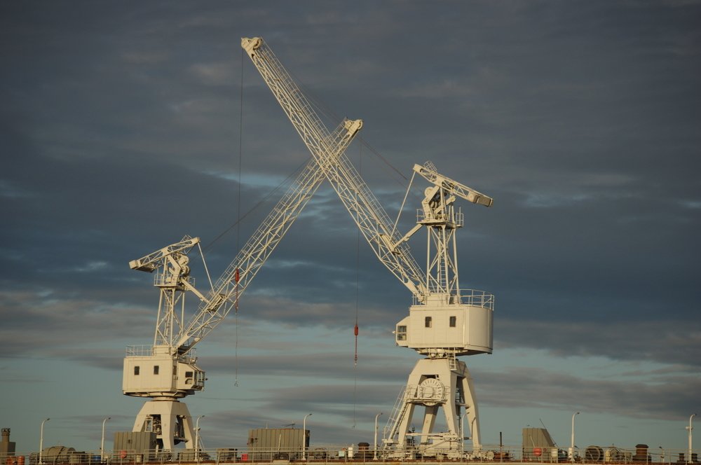 Краны на закате
