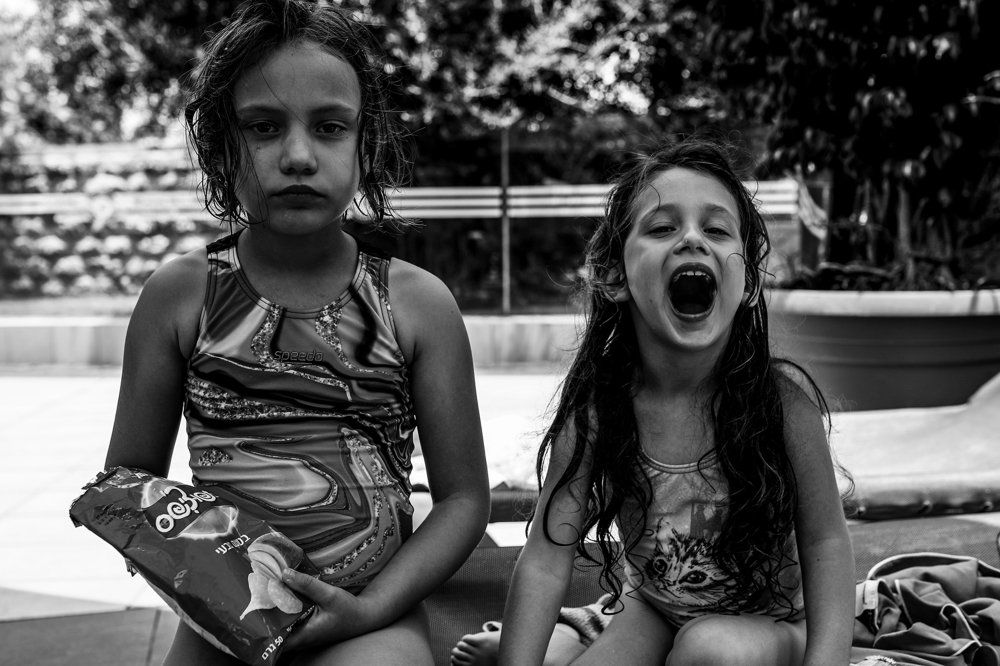 My sister is fooling around.