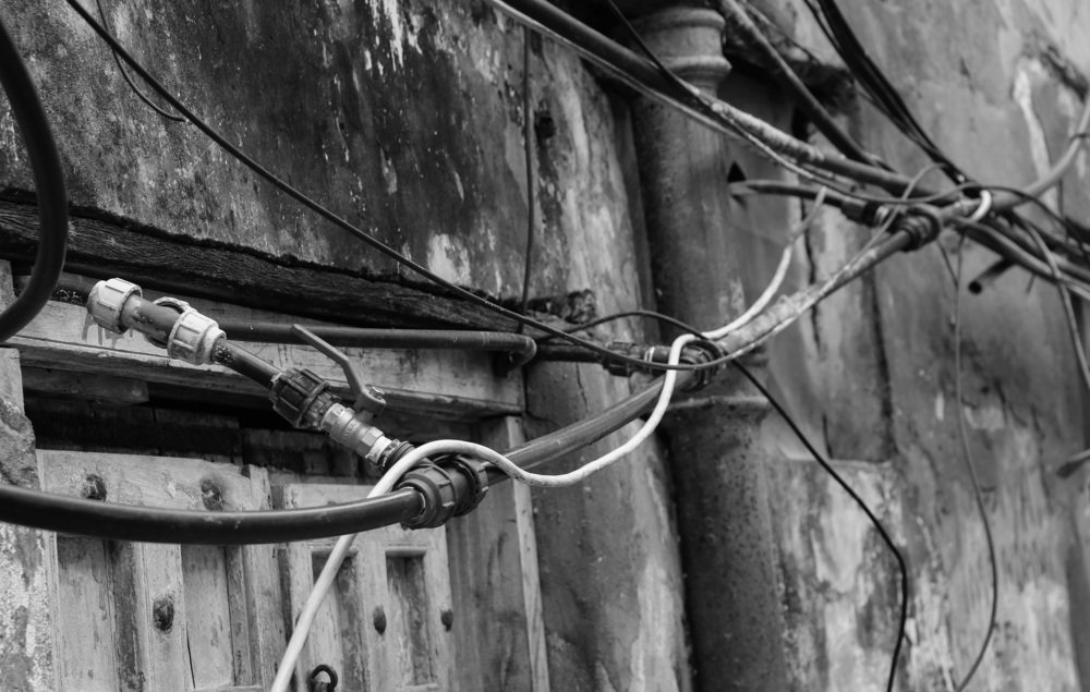 Water pipes and electric cables.