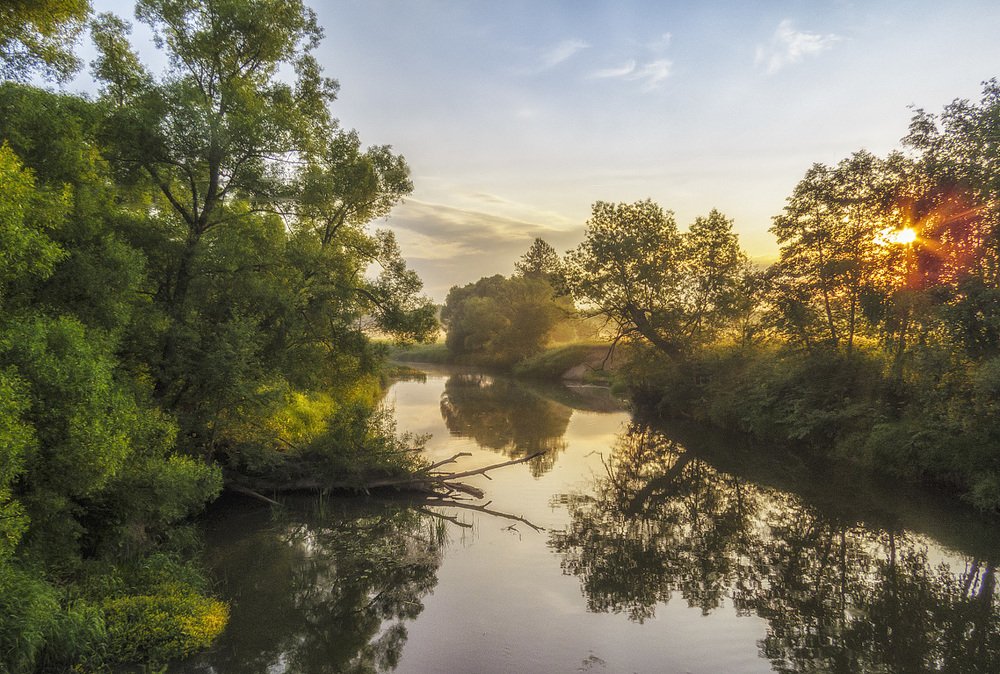 Заливая солнцем берега
