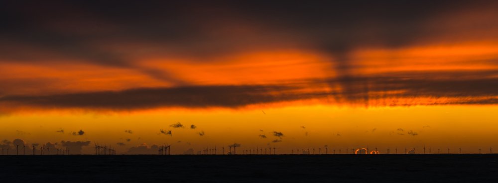 Wind turbine sunset