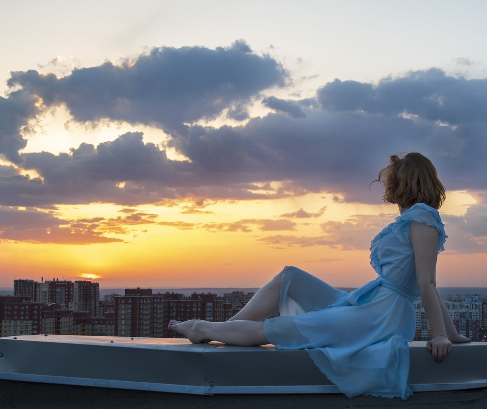 закат на крыше