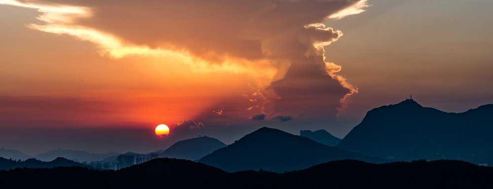 The sun is going down --- Hong Kong