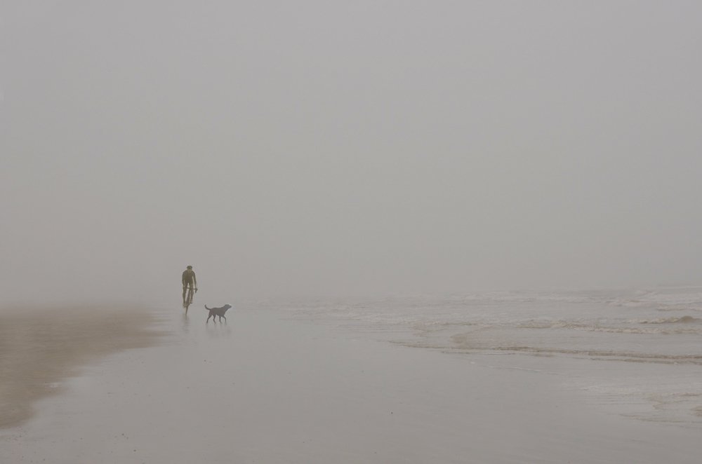 biking on a foggy day