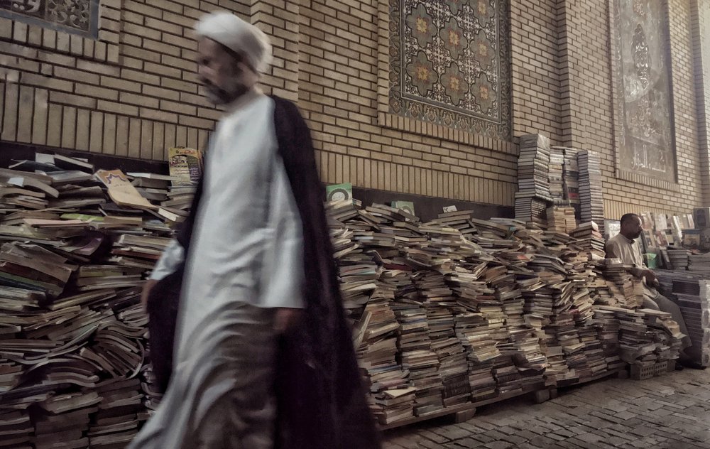 Books on the sidewalk