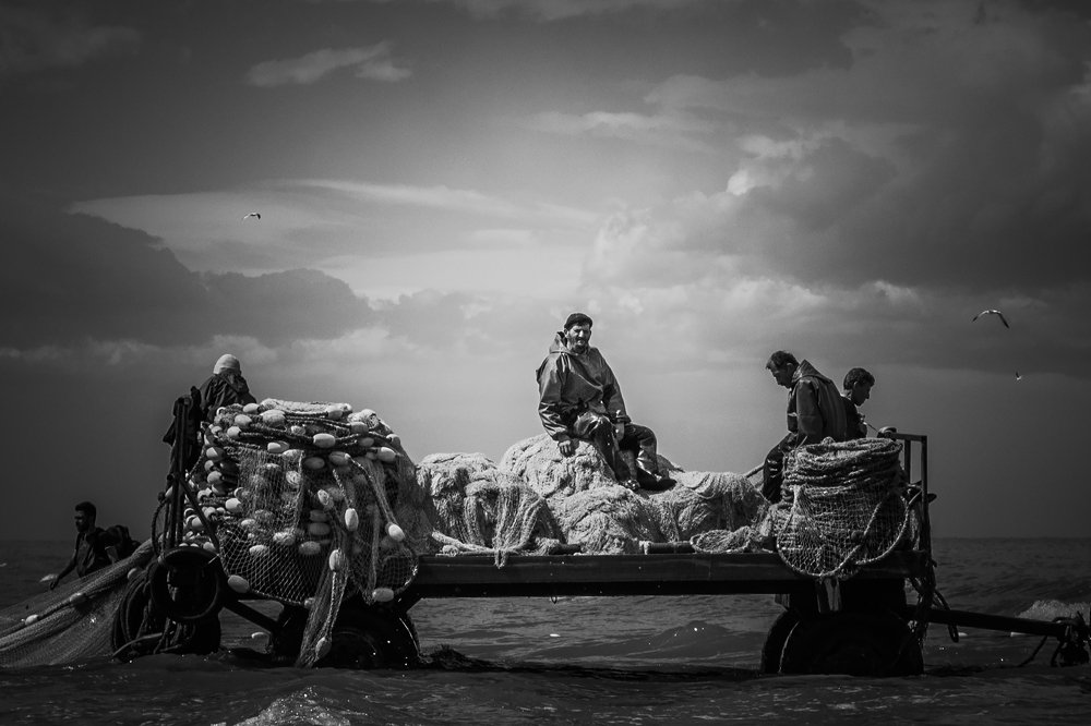 Sitting on a fishing net
