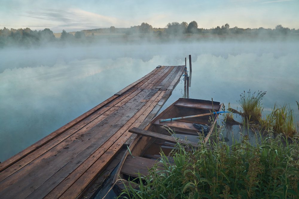 Утром на деревенском пруду.