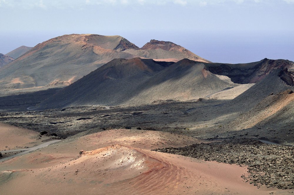 Volcanic landscapes of Timanfaya National Park. Lanzarote, Canary Islands, Spain