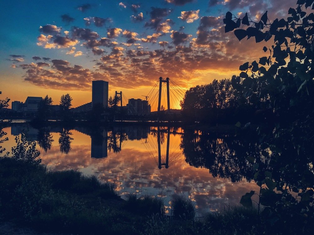 summer sunset in the city