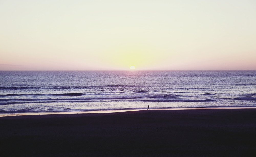 Jogging at the sunset