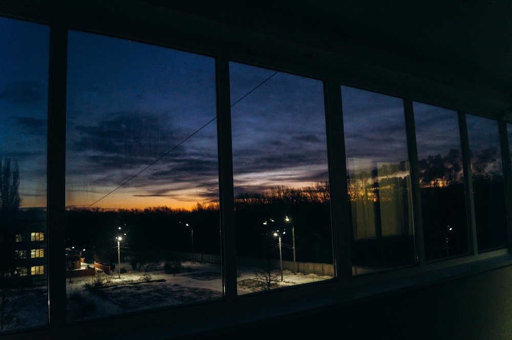 Закат из окон больницы