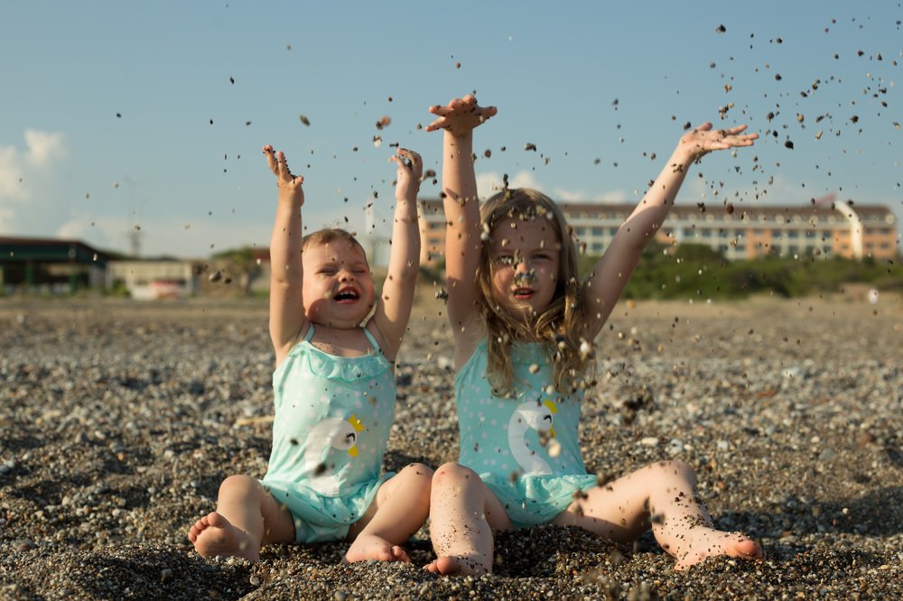 Sisters on the beach