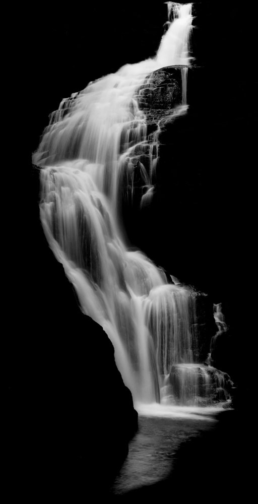 Waterfall in total black