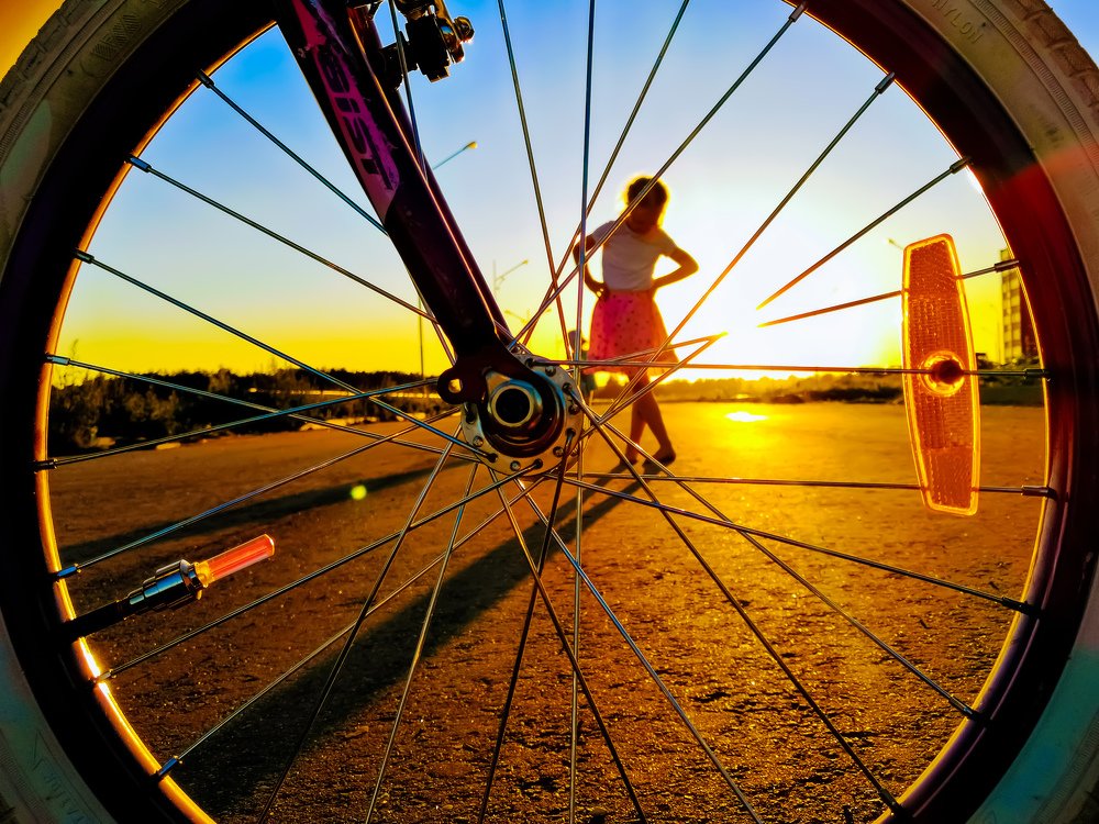 Sunset with a baby figure