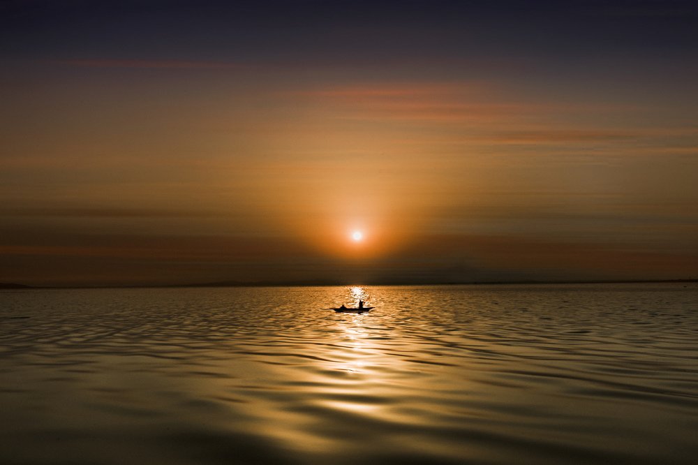 A person moving on the lake
