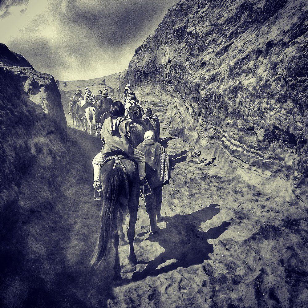 Riding up the mountain